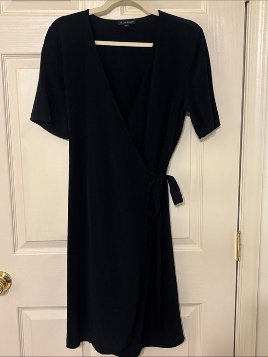 Eileen Fisher Dresses & Skirts - Eileen Fisher Black Short-Sleeve Midi Wrap Dress